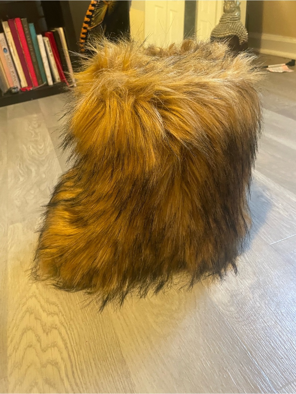 Faux Fur Winter Boot Cuff in Amber Brown